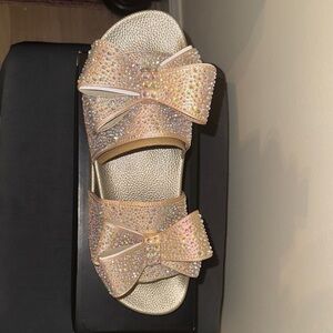 INC International Concepts Gold Rhinestone Bow Sandals